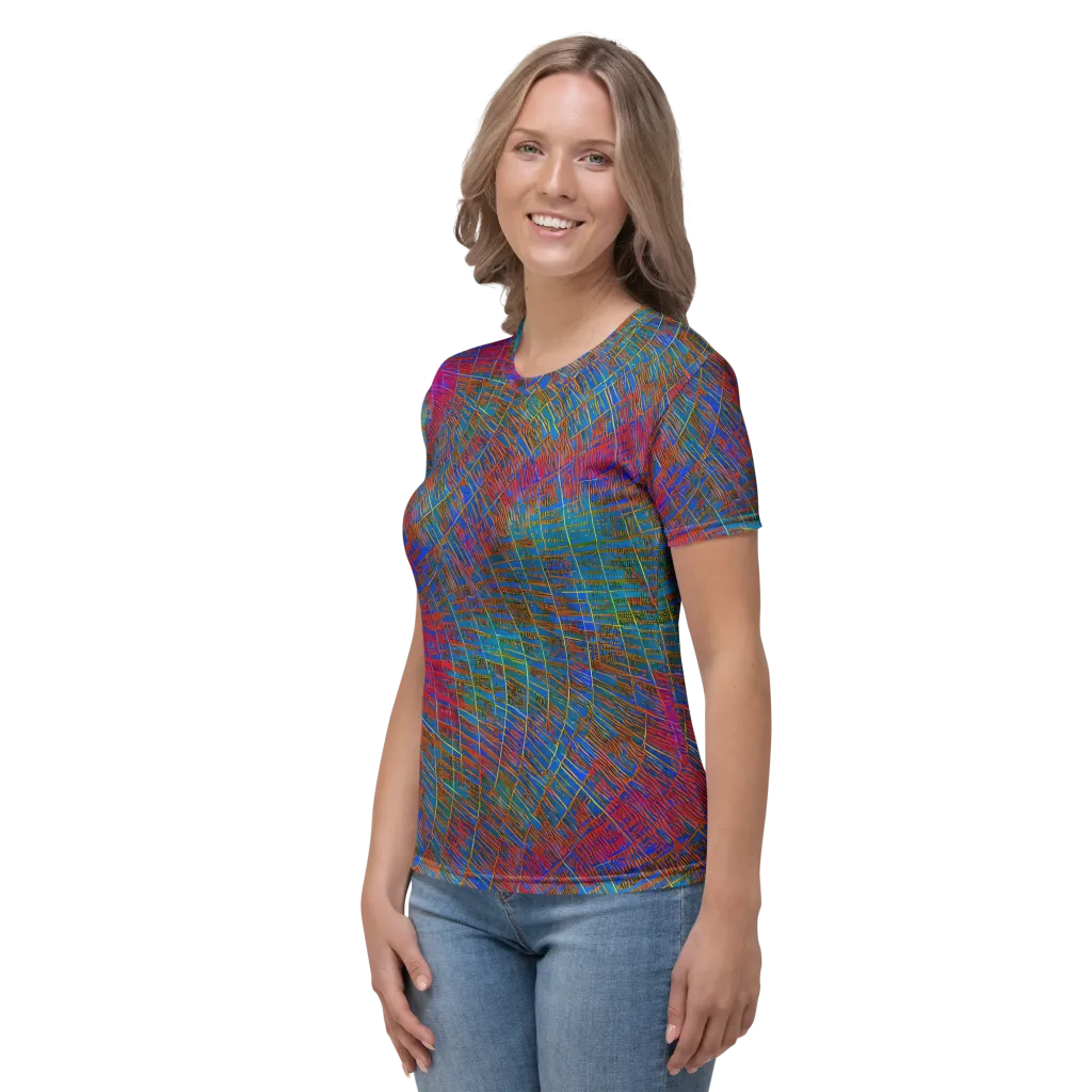 Electric Cartography on Women's Crew Neck T-Shirt — Left