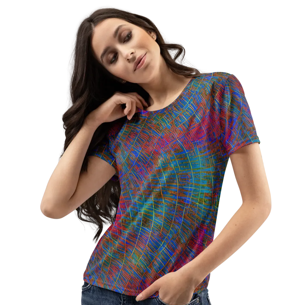 Electric Cartography on Women's Crew Neck T-Shirt — Left Front