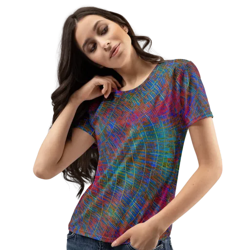 Electric Cartography on a Women's Crew Neck T-Shirt