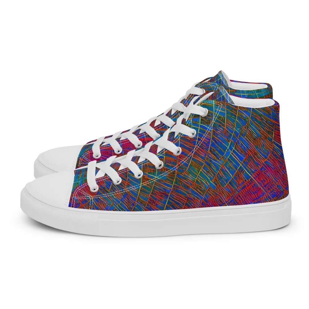 Electric Cartography on Women's High Top Canvas Shoes — Left