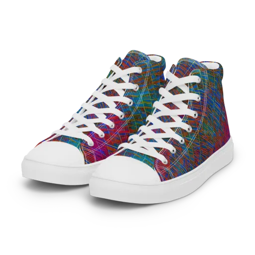 Electric Cartography on a Women's High Top Canvas Shoes