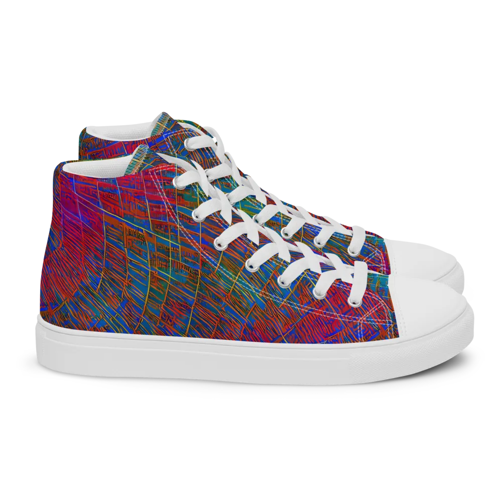 Electric Cartography on Women's High Top Canvas Shoes — Right