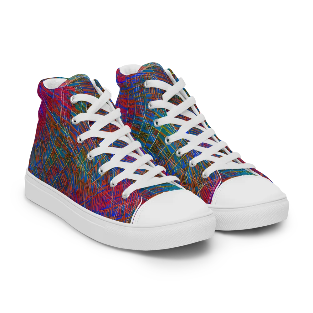 Electric Cartography on Women's High Top Canvas Shoes — Right Front