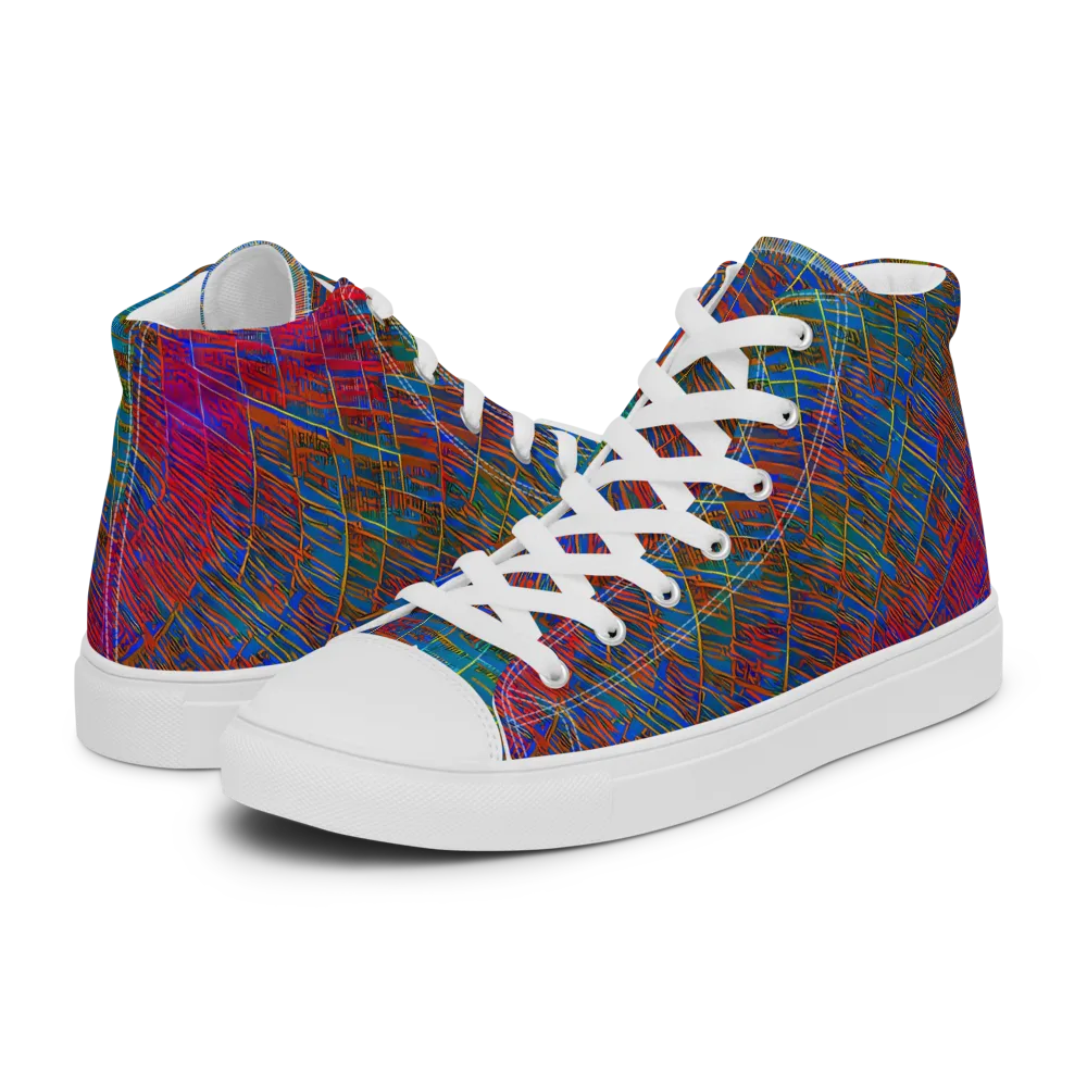 Electric Cartography on Women's High Top Canvas Shoes — Left