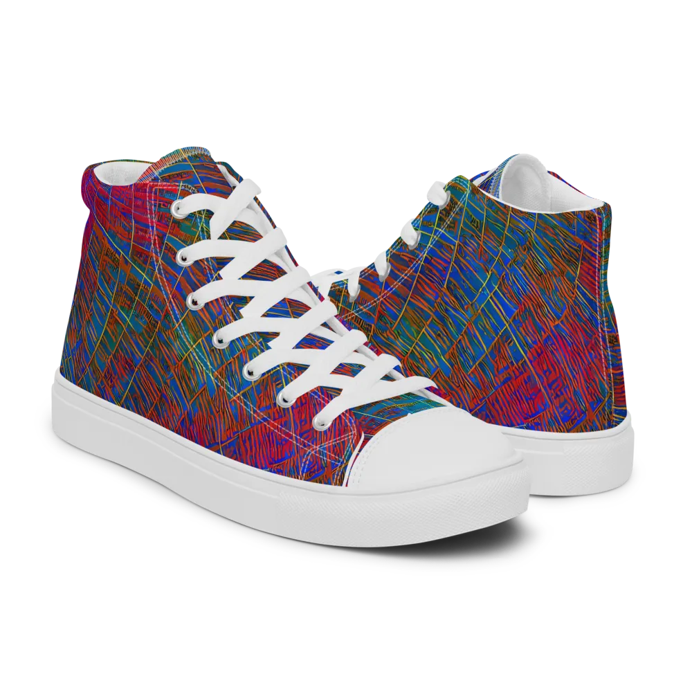 Electric Cartography on Women's High Top Canvas Shoes — Right
