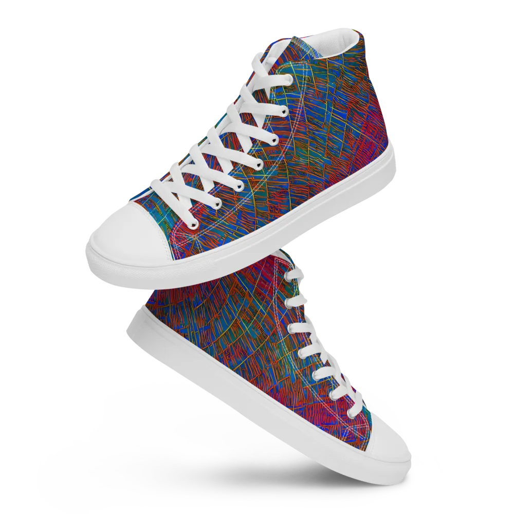 Electric Cartography on Women's High Top Canvas Shoes — Front