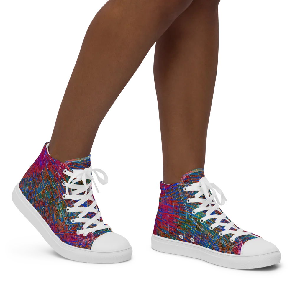 Electric Cartography on Women's High Top Canvas Shoes — Right