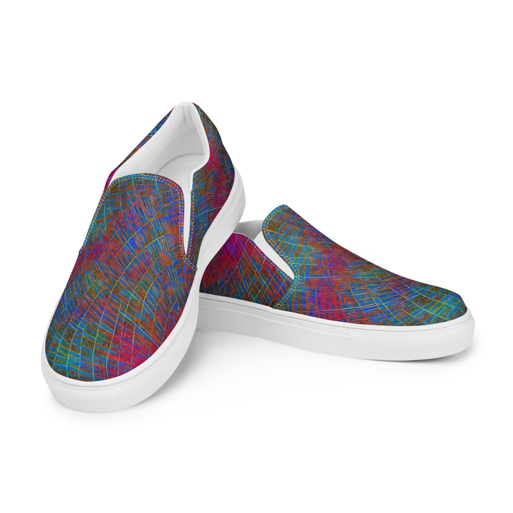 Electric Cartography on Men's Slip-On Canvas Shoes — Left Front