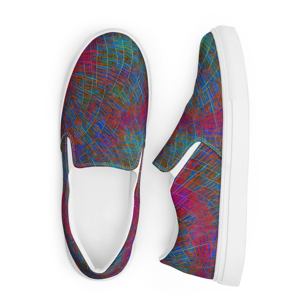 Electric Cartography on Men's Slip-On Canvas Shoes — Front