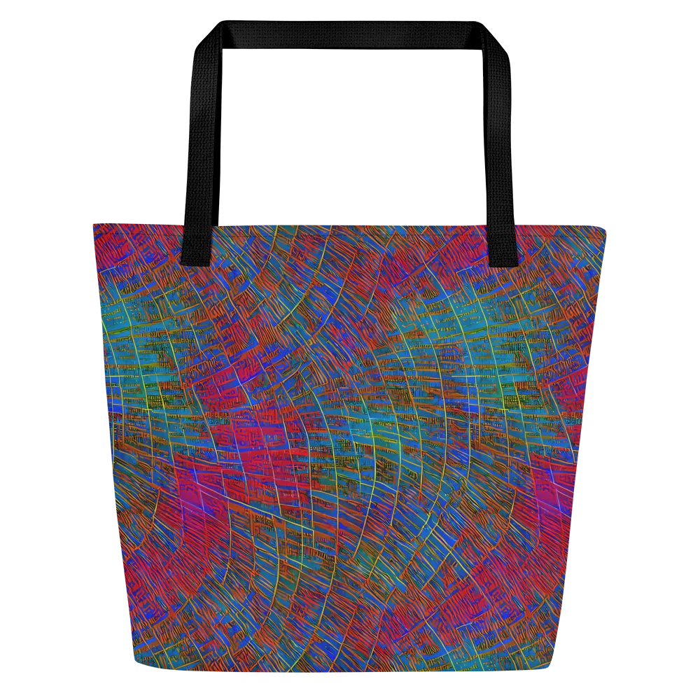 Electric Cartography on Large Tote Bag W/ Pocket — Front