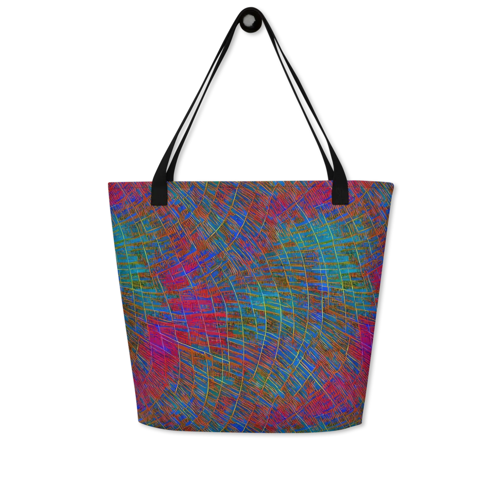 Electric Cartography on Large Tote Bag W/ Pocket — Front