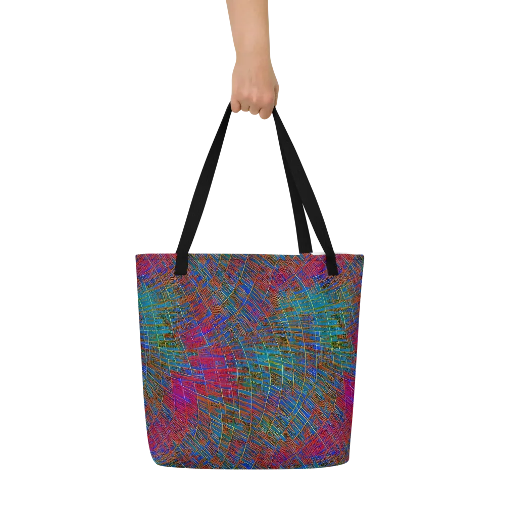 Electric Cartography on Large Tote Bag W/ Pocket — Front