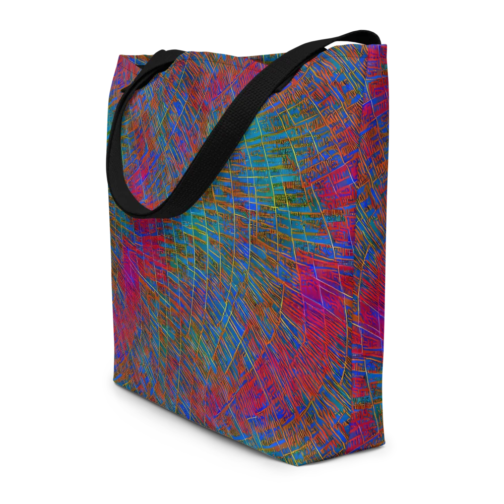 Electric Cartography on Large Tote Bag W/ Pocket — Front