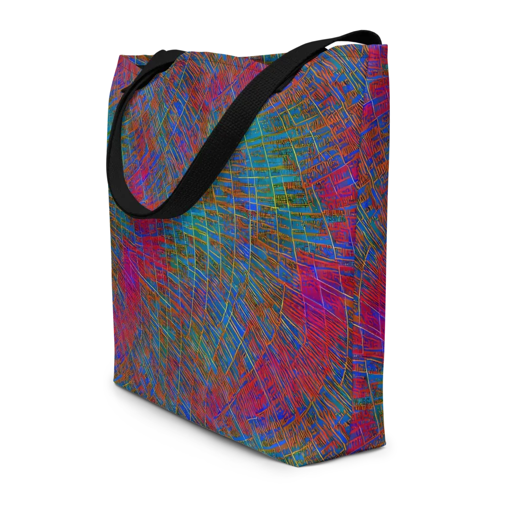 Electric Cartography on Large Tote Bag W/ Pocket — Front