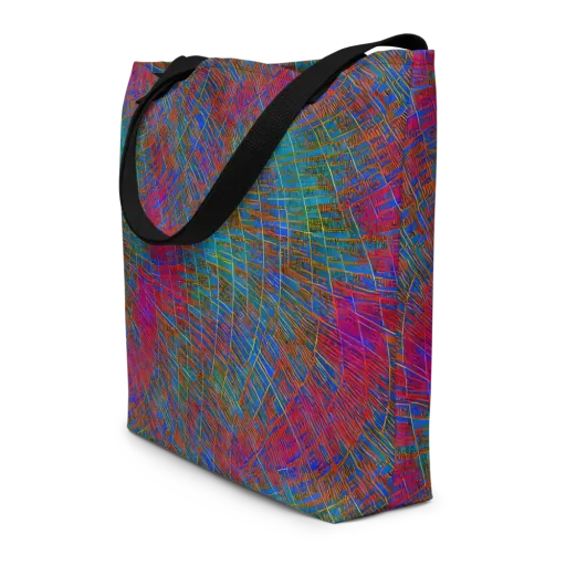Electric Cartography on a Large Tote Bag W/ Pocket