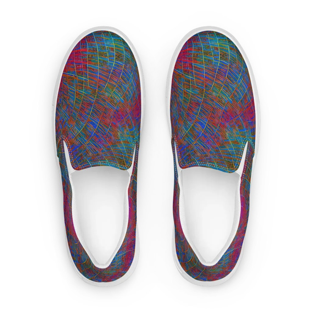 Electric Cartography on Women's Slip-On Canvas Shoes — Front