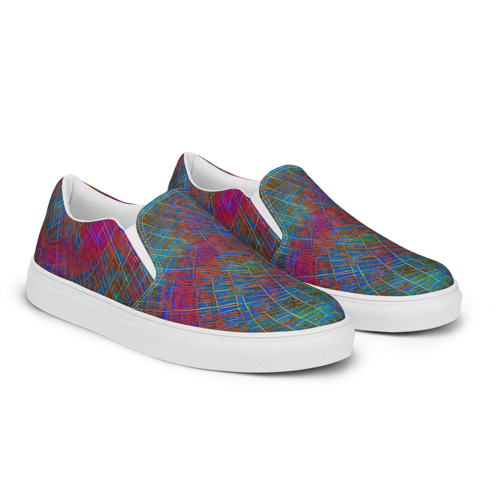 Electric Cartography on Women's Slip-On Canvas Shoes — Right Front