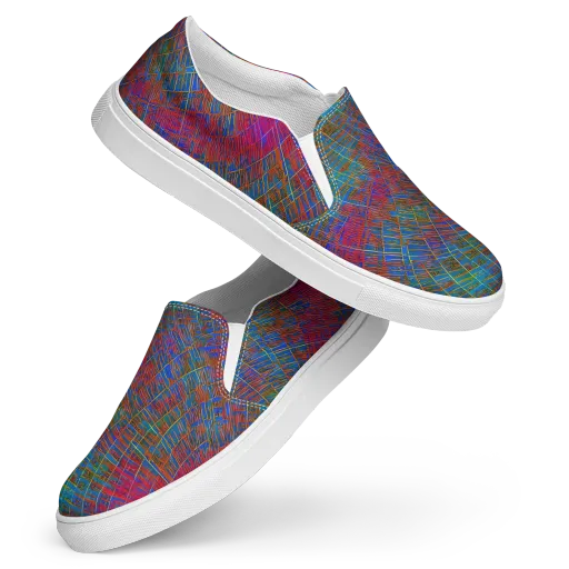 Electric Cartography on a Women's Slip-On Canvas Shoes