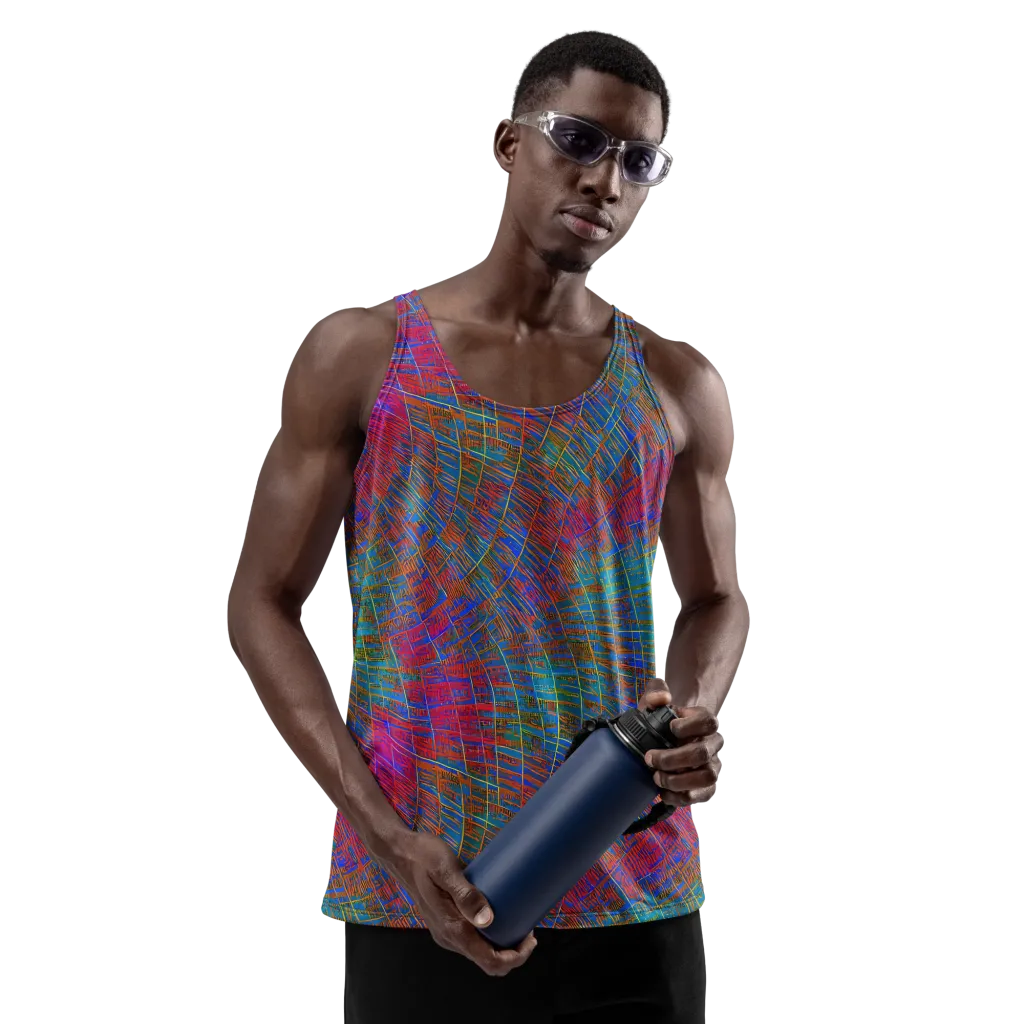Electric Cartography on Men's Tank Top — Front