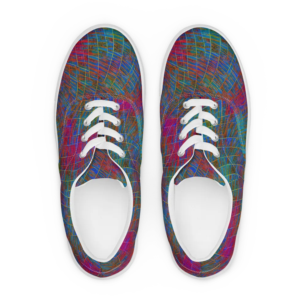 Electric Cartography on Men's Lace-Up Canvas Shoes — Front