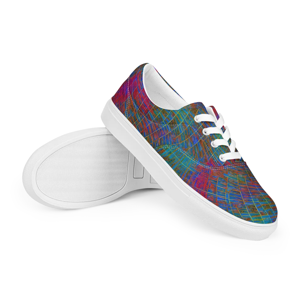Electric Cartography on Men's Lace-Up Canvas Shoes — Right Front