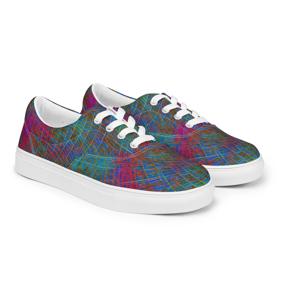 Electric Cartography on Men's Lace-Up Canvas Shoes — Right Front