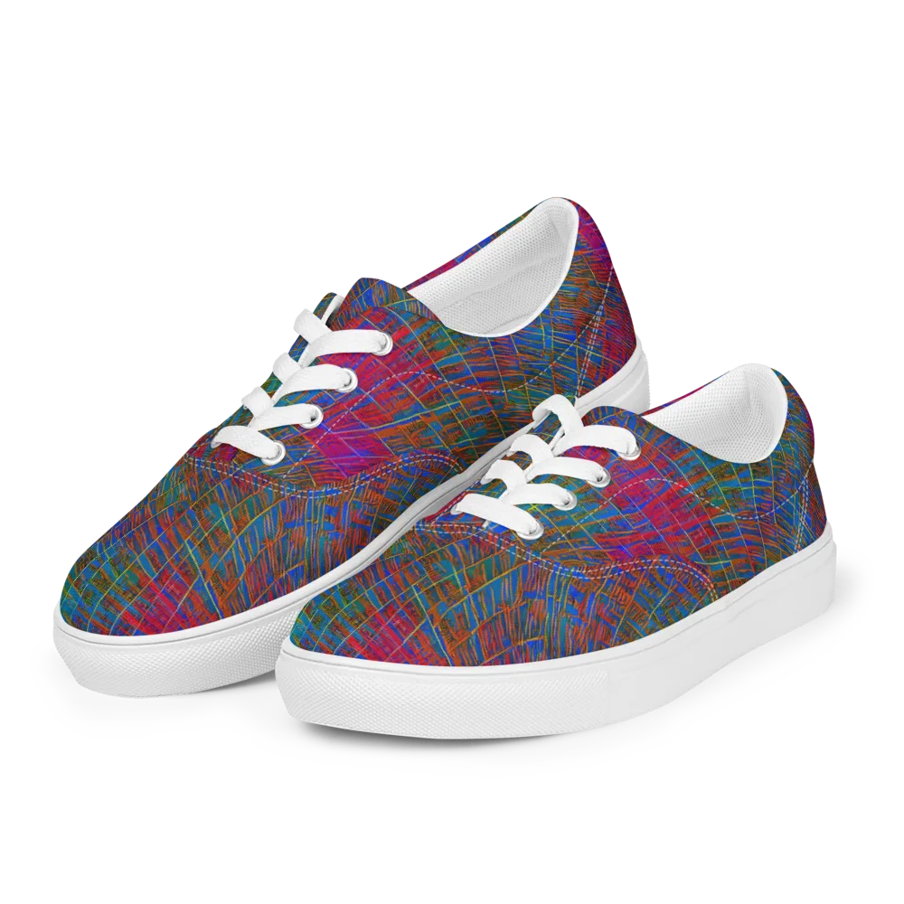 Electric Cartography on Men's Lace-Up Canvas Shoes — Left Front