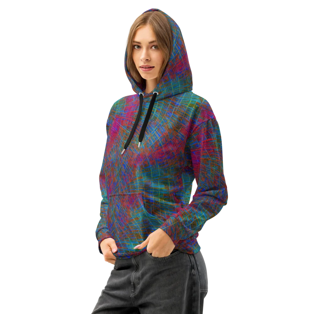 Electric Cartography on Cotton Hoodie — Left Front