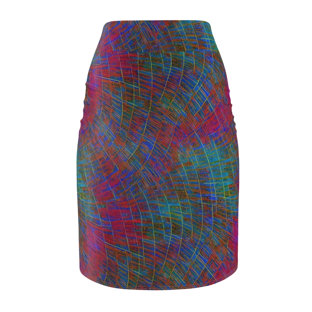 Electric Cartography on Pencil Skirt — Back