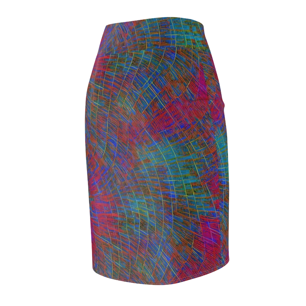 Electric Cartography on Pencil Skirt — Back Side