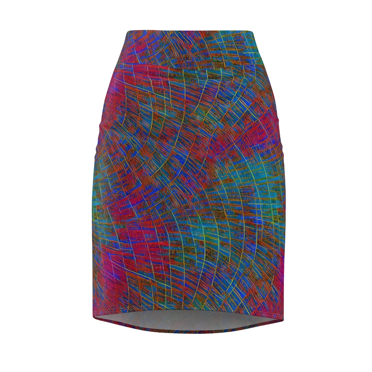 Electric Cartography on Pencil Skirt — Front