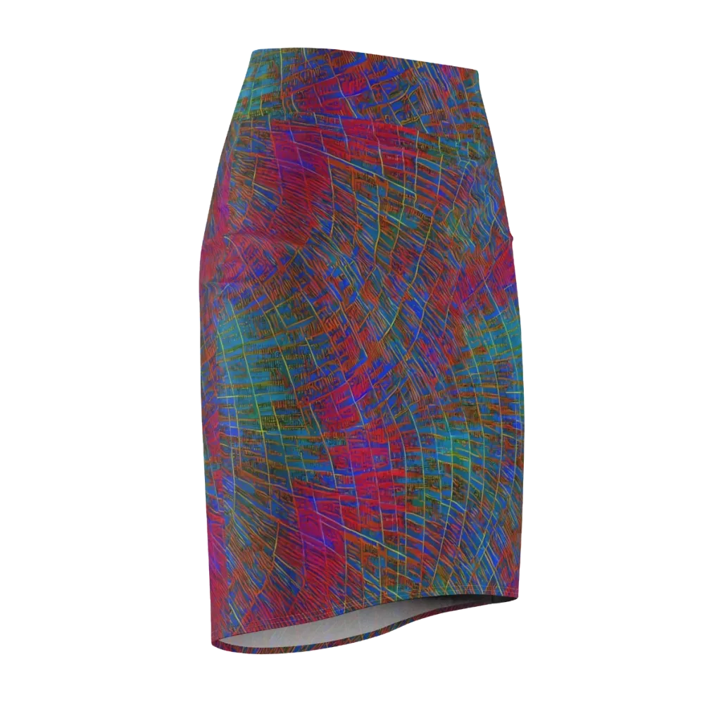 Electric Cartography on Pencil Skirt — Front Side