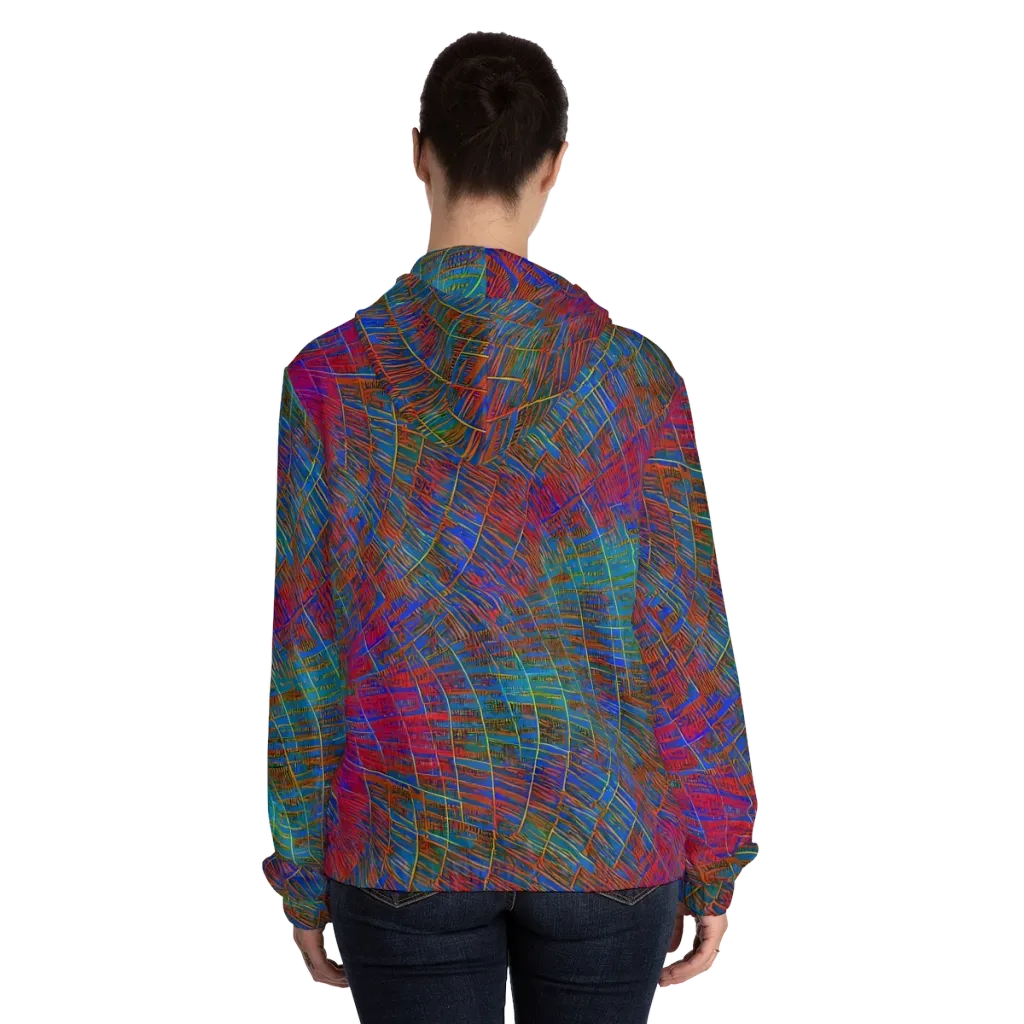 Electric Cartography on Women's Full-Zip Hoodie — Back On Person