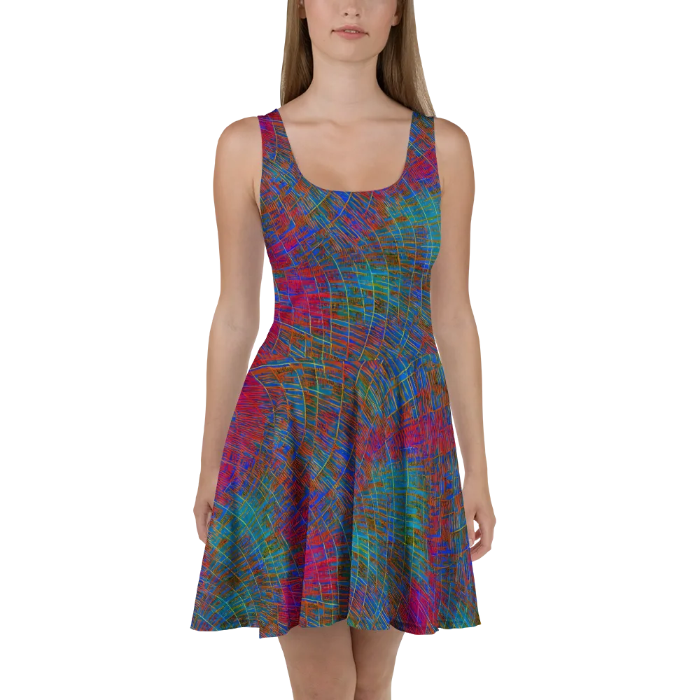 Electric Cartography on Skater Dress — Front