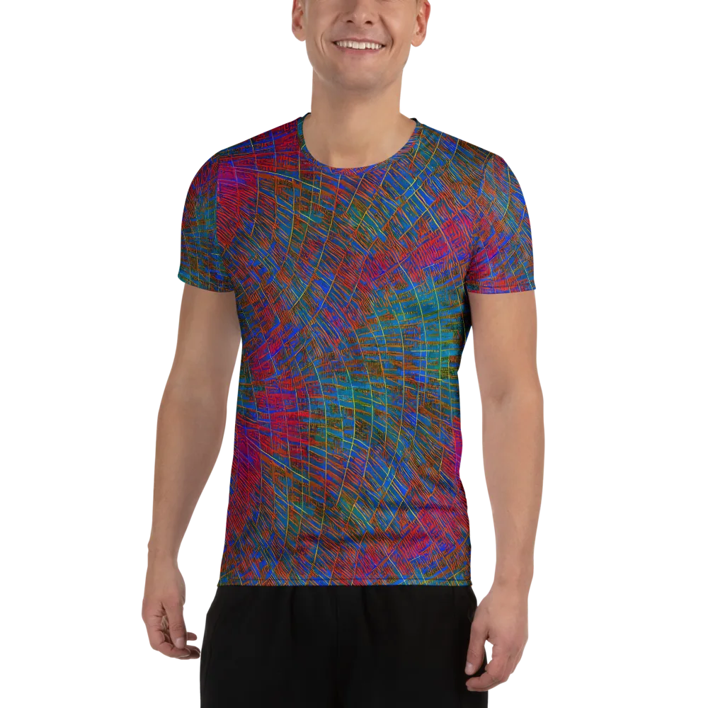 Electric Cartography on Men's Athletic T-Shirt — Front