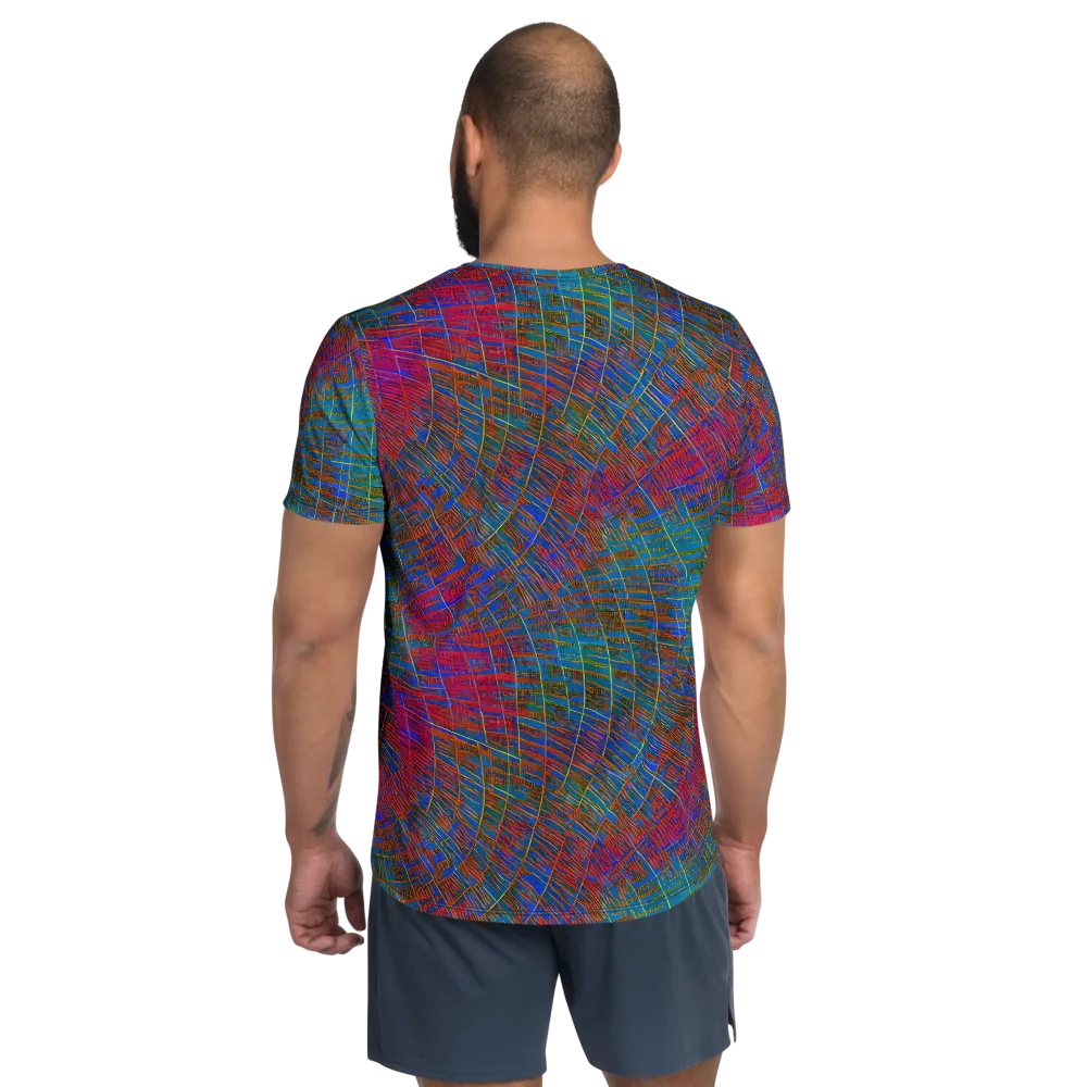 Electric Cartography on Men's Athletic T-Shirt — Back