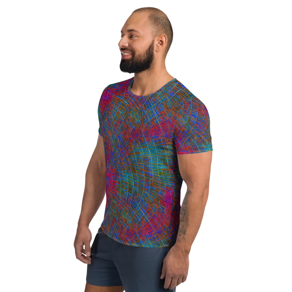 Electric Cartography on Men's Athletic T-Shirt — Left