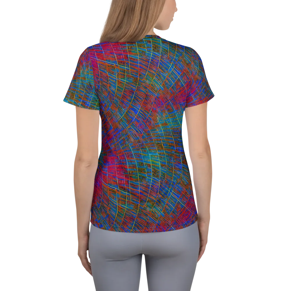 Electric Cartography on Women's Athletic T-Shirt — Back