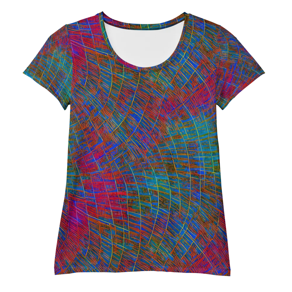 Electric Cartography on Women's Athletic T-Shirt — Front