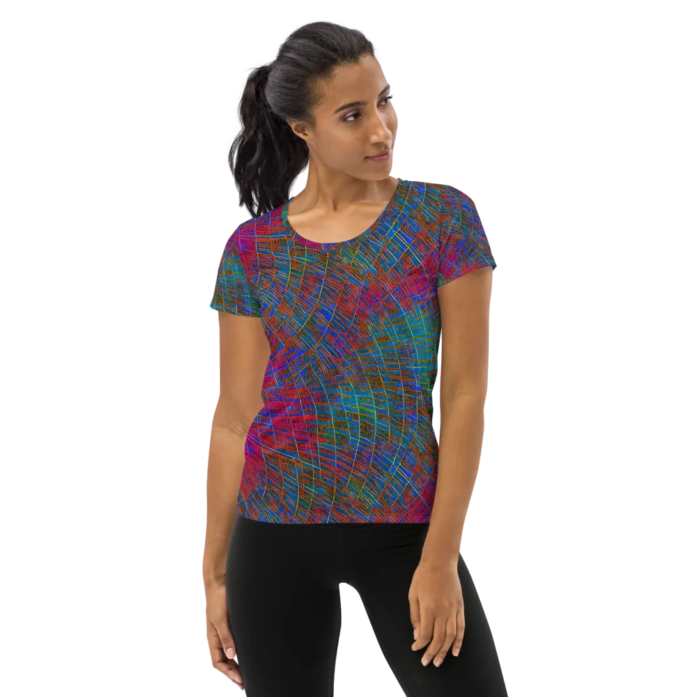 Electric Cartography on Women's Athletic T-Shirt — Front