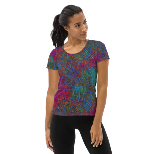 Electric Cartography on a Women's Athletic T-Shirt