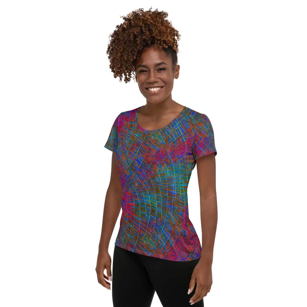 Electric Cartography on Women's Athletic T-Shirt — Left