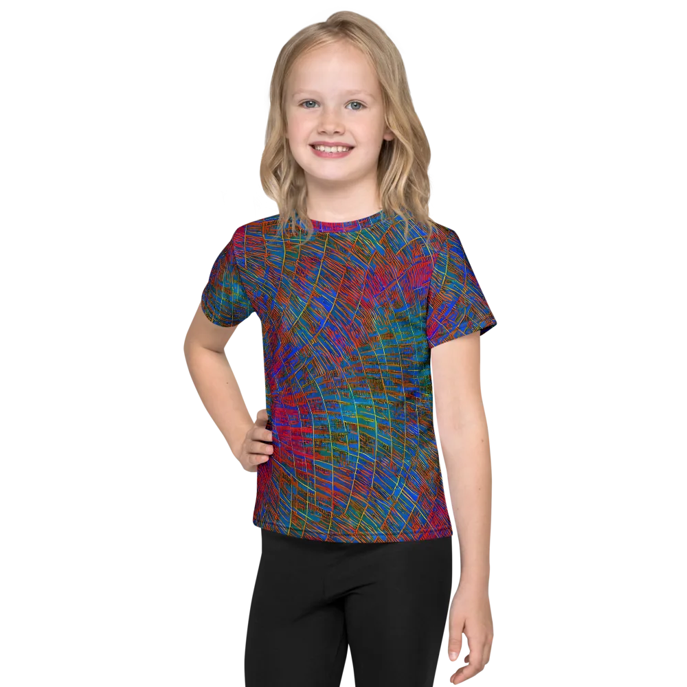 Electric Cartography on Kids Crew Neck T-Shirt — Front