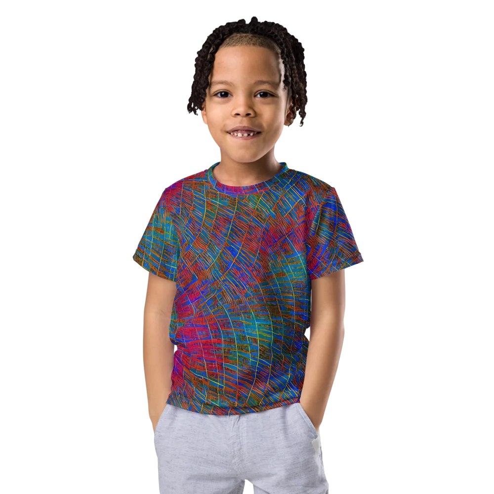 Electric Cartography on Kids Crew Neck T-Shirt — Front