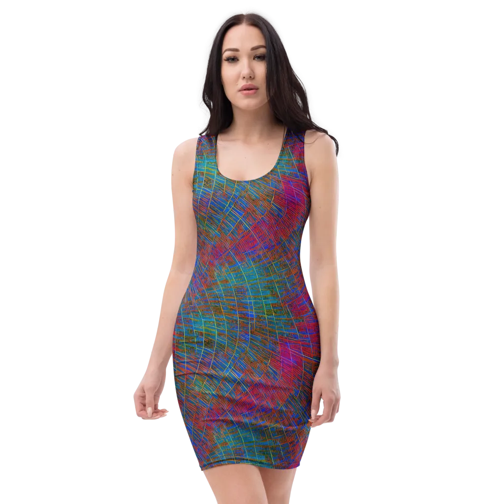Electric Cartography on Bodycon Dress — Front