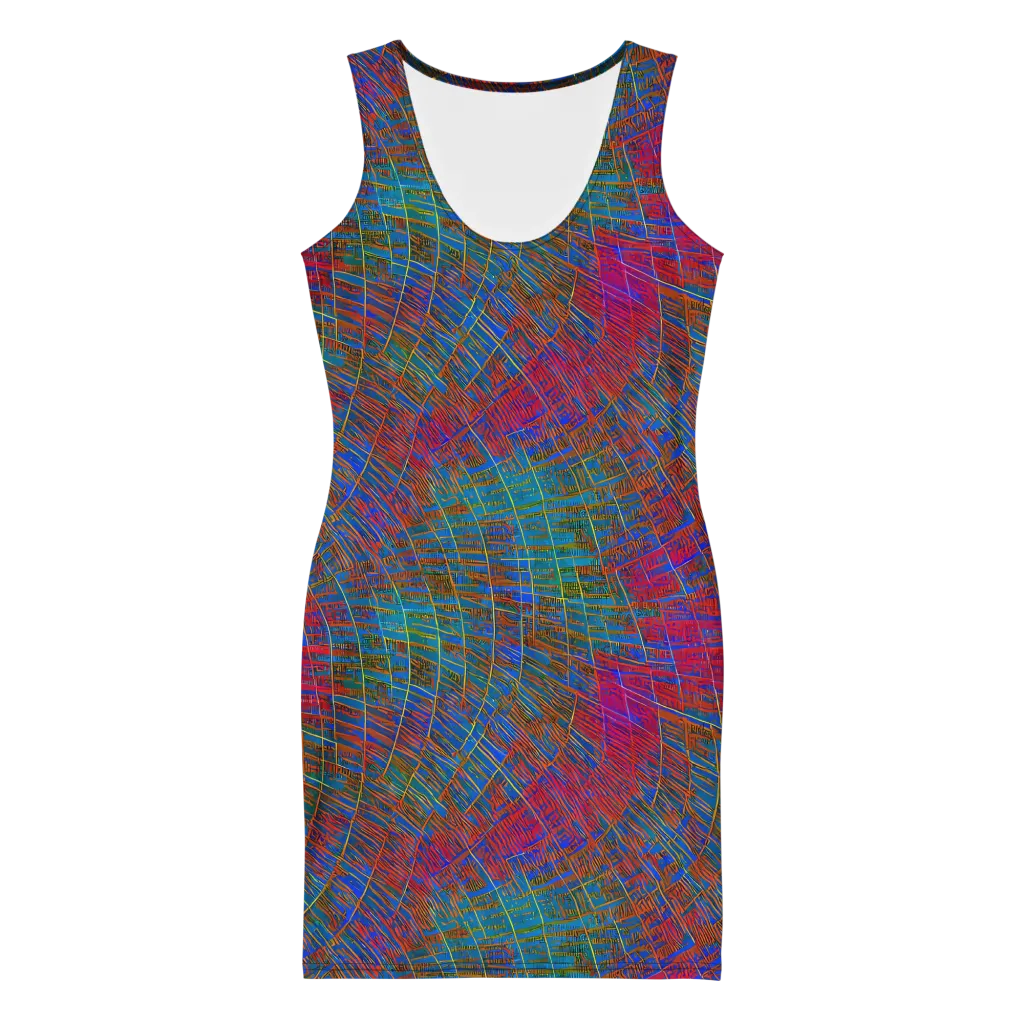 Electric Cartography on Bodycon Dress — Front