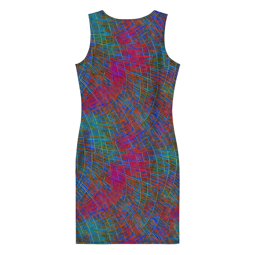 Electric Cartography on Bodycon Dress — Back