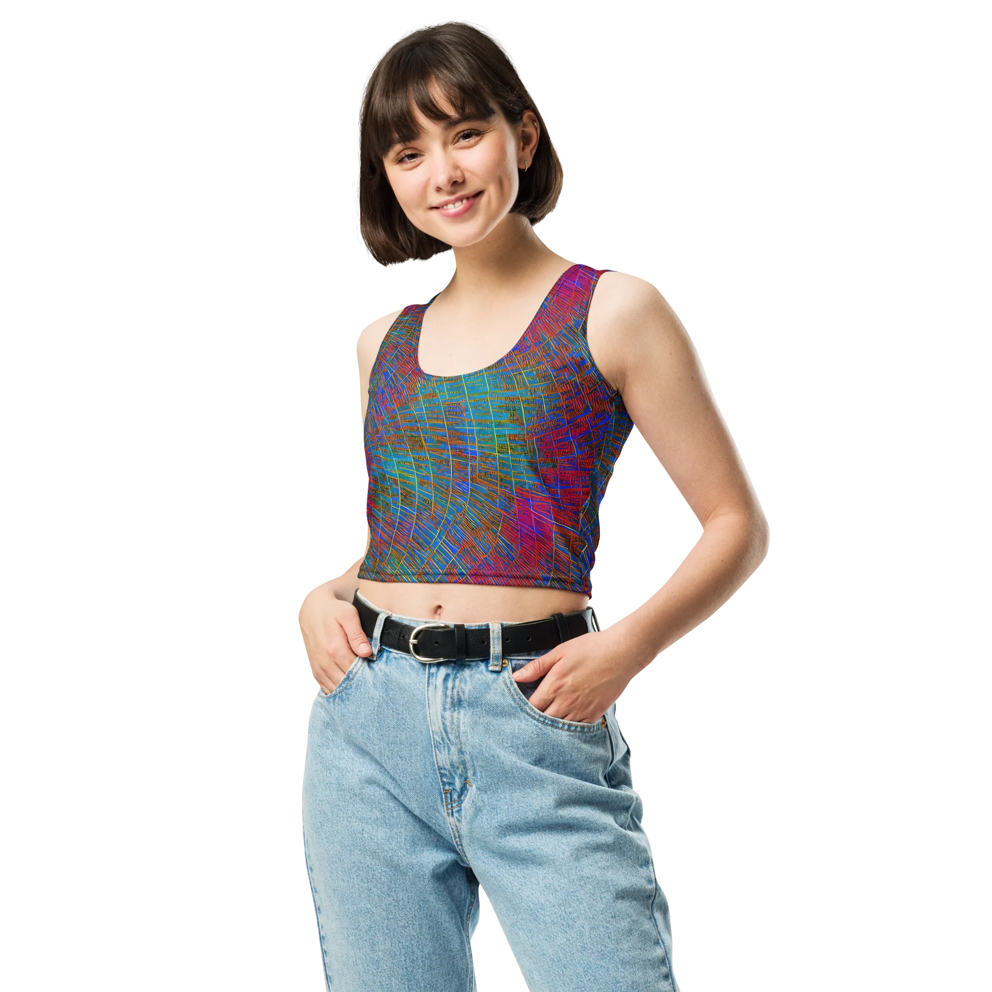 Electric Cartography on Crop Top — Front