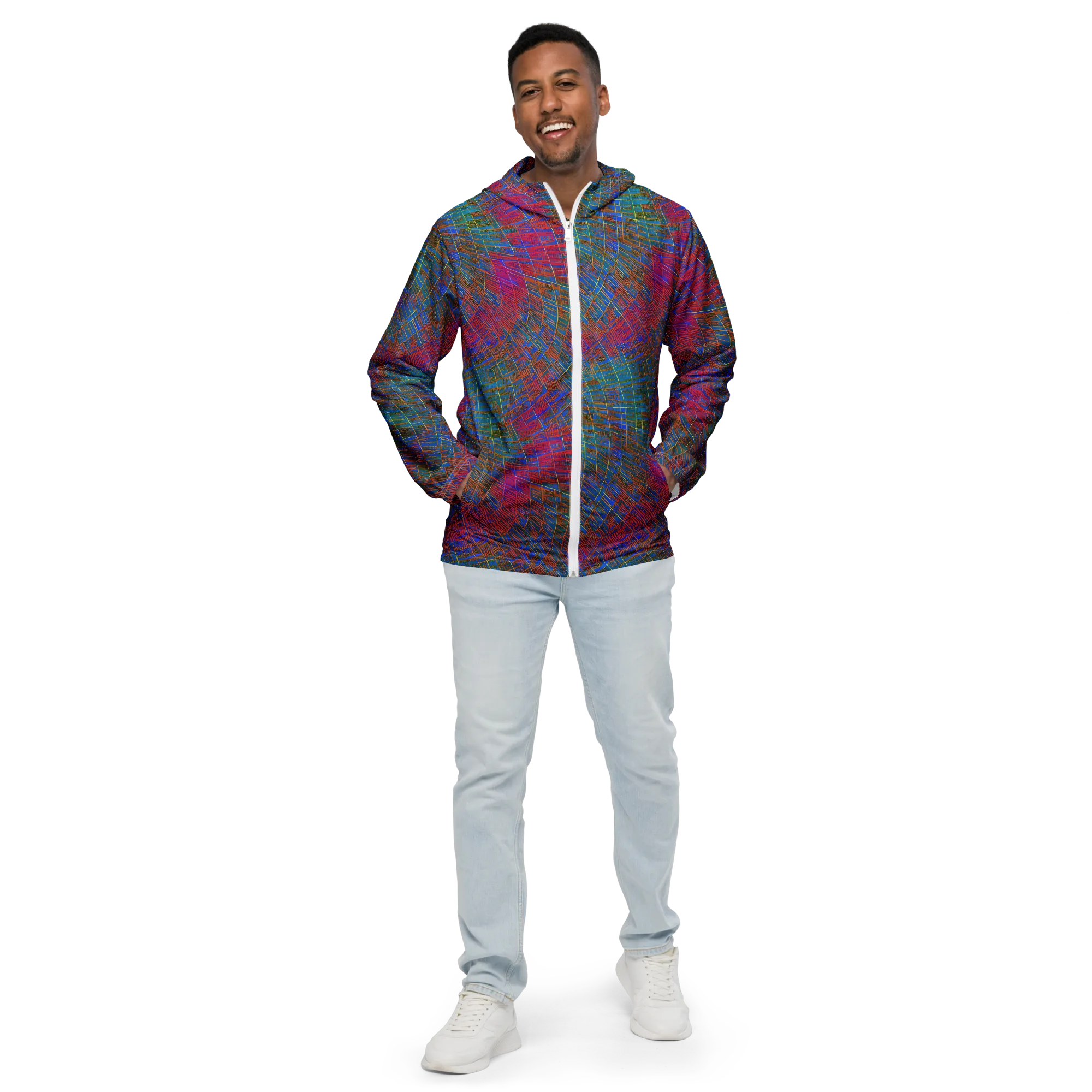 Electric Cartography on Men's Windbreaker — Front
