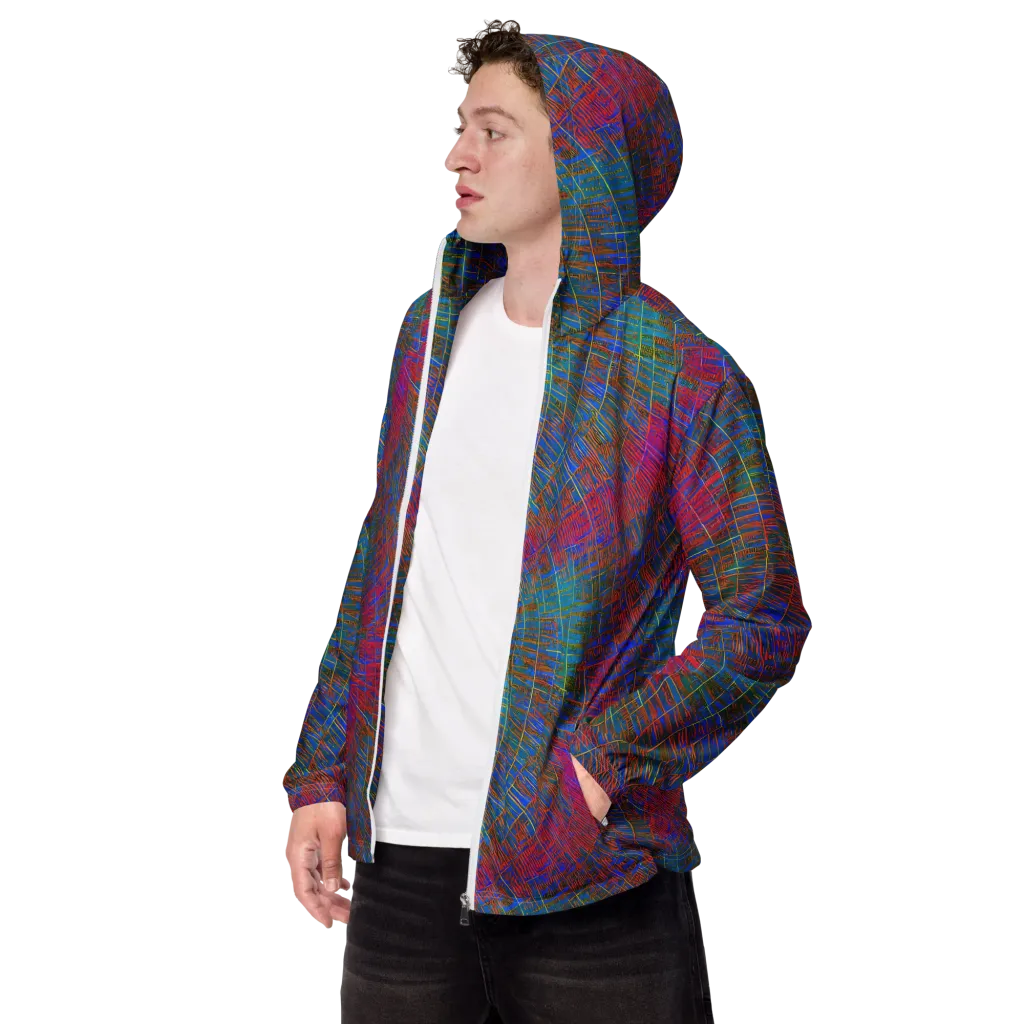 Electric Cartography on Men's Windbreaker — Left Front
